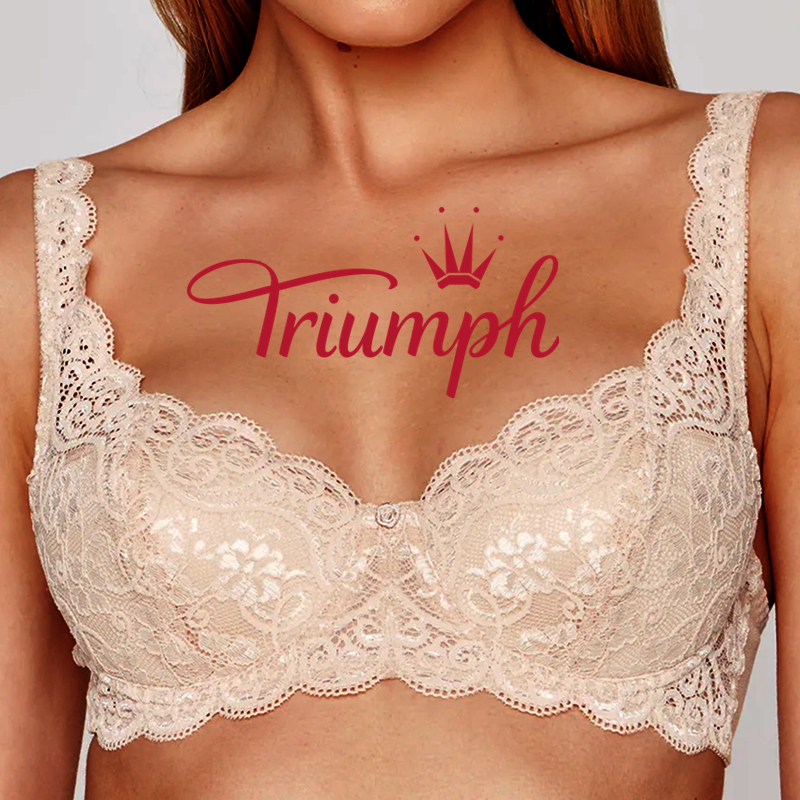 Triumph® 4 szt.Wygodny ✨💝koronkowy biustonosz z kwiatowym haftem, duży rozmiar [75A-120F]