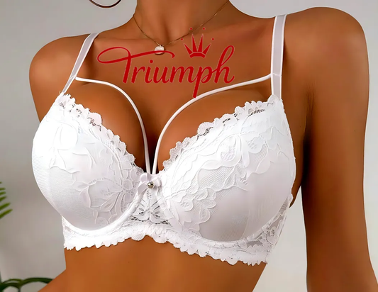 Triumph - (4 szt.) Biustonosz z haftowaną koronką i pełną miseczką